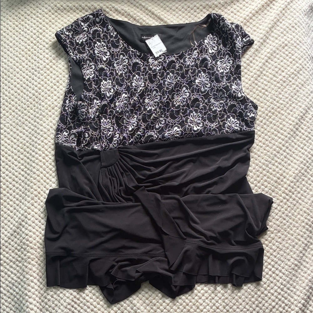 Connected Woman Chic Black and White Floral Midi Dress Used once W/tags Size 22W